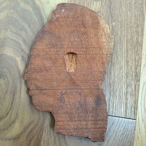 Vintage MCM African Profile Wall Art Wood Carved 11” - Picture 6 of 9